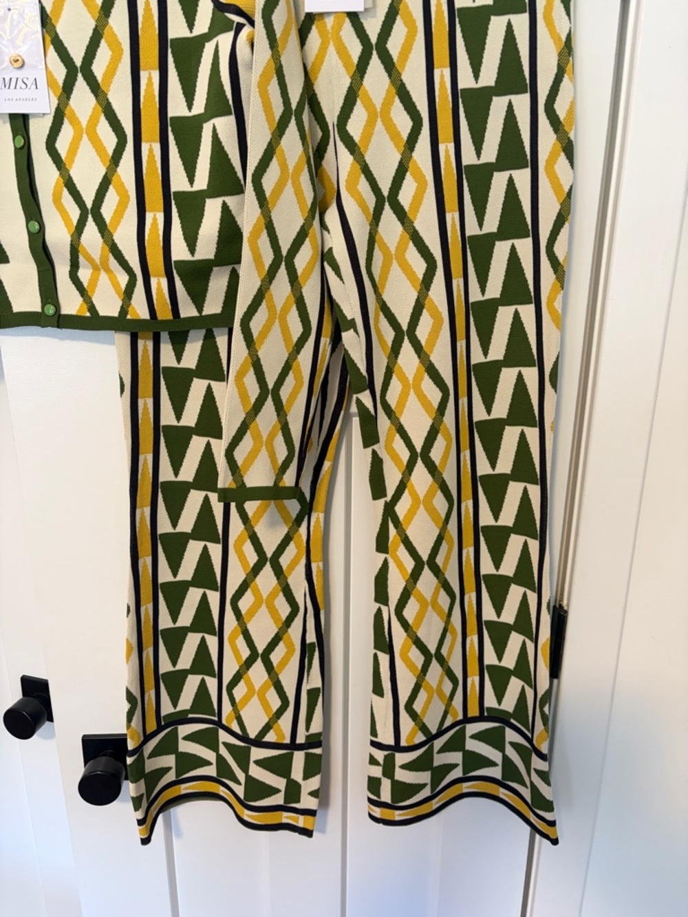 MISA Los Angeles Rialta Knit Set Limoncello Pants + Cardigan Medium Matching Set - Picture 8 of 12